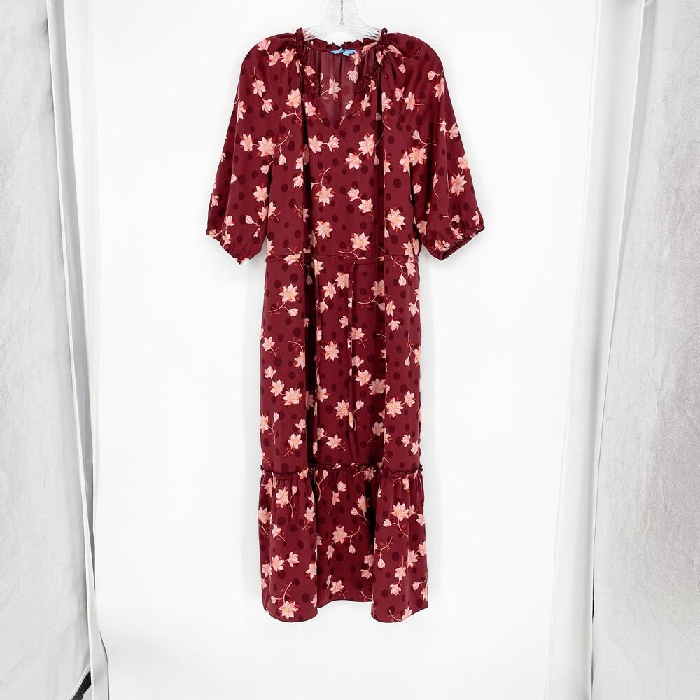 Draper James Modest V-Neck Floral Midi Dress Size Large
